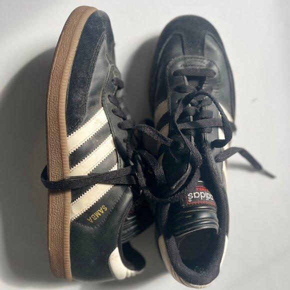 Vintage Adidas Leather and Suede Black and White Sambas M8.5 - Picture 3 of 5